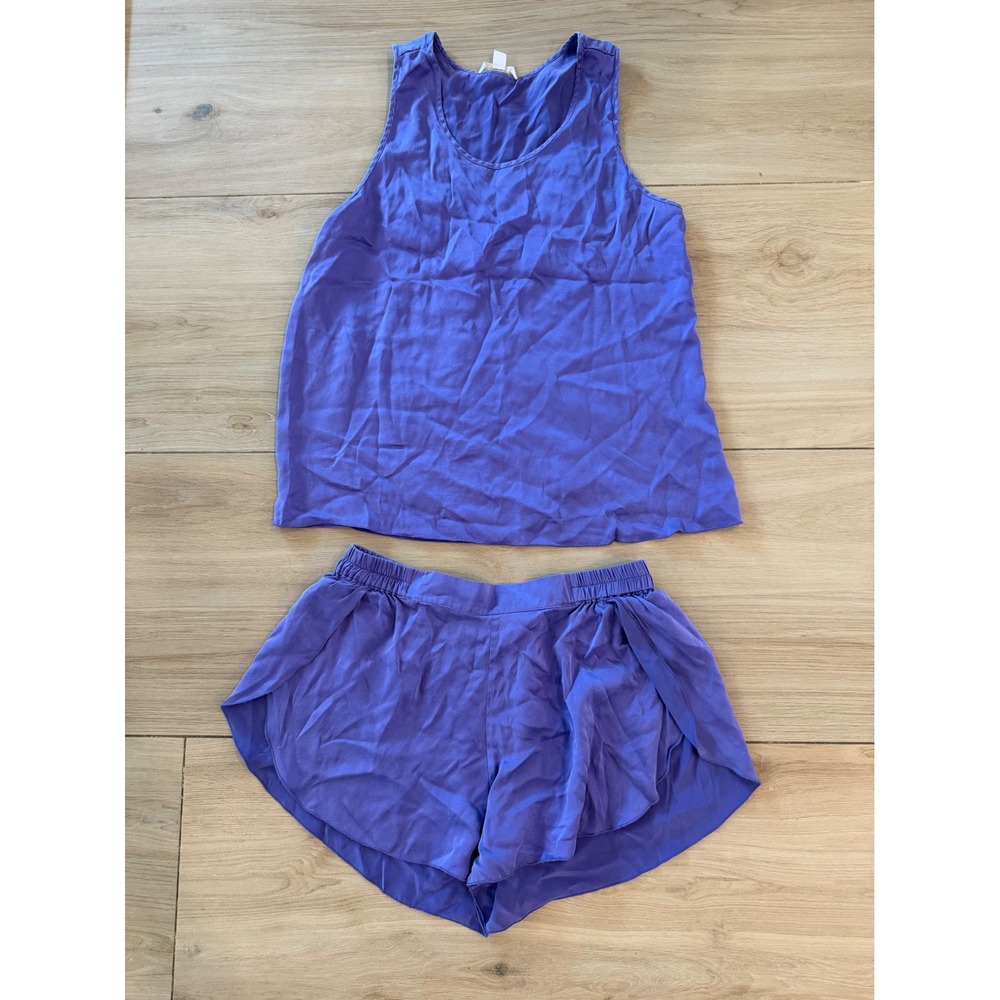 Lunya Washable Silk Set Purple Sleepwear Tank Shorts Small